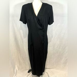 Infatuation vintage 90s black wrap style midi dress size 16